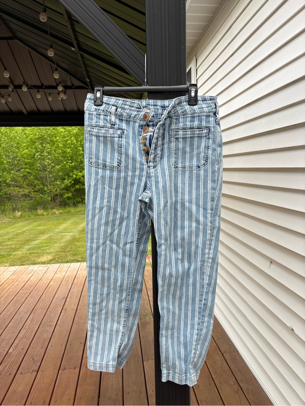 Pilcro and the Letterpress Light Blue & White Striped Jeans